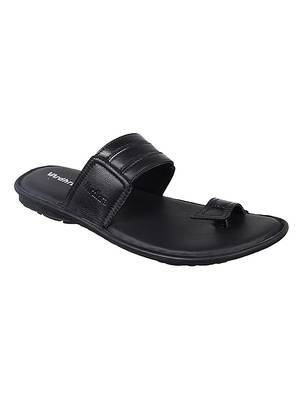 Vardhra Men's Black Genuine Leather Thump Casual Slipper 1