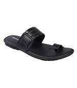 Vardhra Men's Black Genuine Leather Thump Casual Slipper