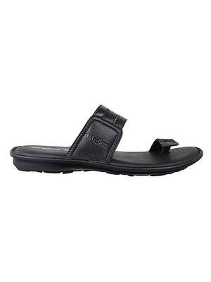 Vardhra Men's Black Genuine Leather Thump Casual Slipper 2