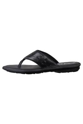 Vardhra Men's Black Genuine Leather V Shape memory Casual Slipper 3