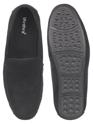Vardhra Men's Black Suede Leather Outdoor Casual Loafer 5