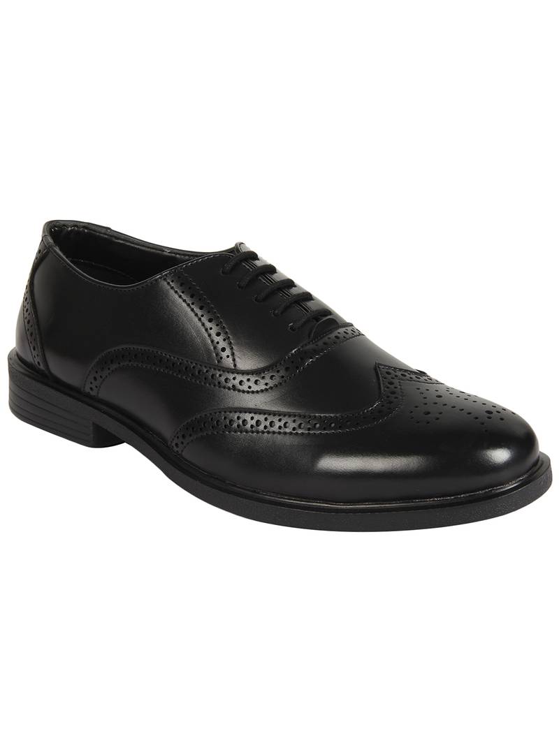 Vardhra Men's Black Synthetic Leather Brogue Formal Shoes
