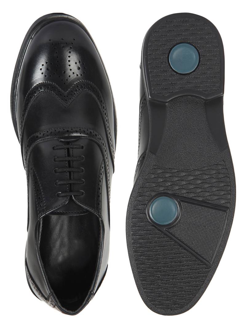 Vardhra Men's Black Synthetic Leather Brogue Formal Shoes