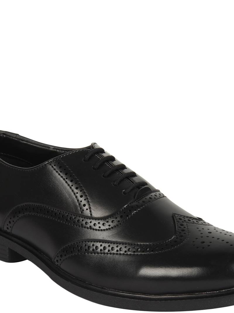 Vardhra Men's Black Synthetic Leather Brogue Formal Shoes