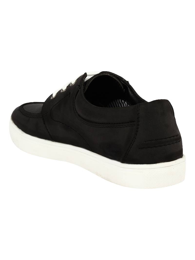 Vardhra Men's Black Synthetic Leather Casual Sneaker Casual Shoes