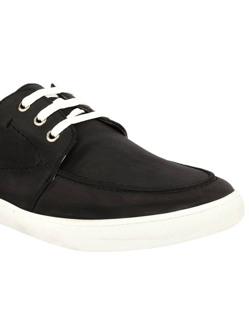 Vardhra Men's Black Synthetic Leather Casual Sneaker Casual Shoes