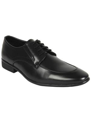 Vardhra Men's Black Synthetic Leather Derby Formal Shoes 1