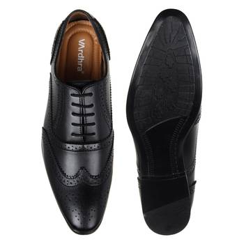 Vardhra Men's Black Synthetic Leather Party Brogue Formal Shoes 4