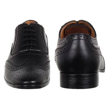 Vardhra Men's Black Synthetic Leather Party Brogue Formal Shoes 5