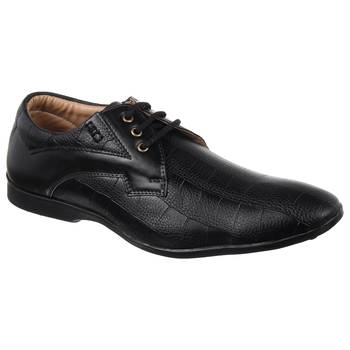 Vardhra Men's BLACK Synthetic Leather Party Derby Formal Shoes 1
