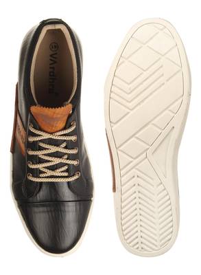 Vardhra Men's Black Synthetic Leather Party Outdoor Casual Shoes 4