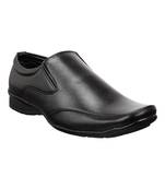 Vardhra Men's Black Synthetic Leather Party Slip On Formal Shoes