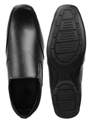 Vardhra Men's Black Synthetic Leather Party Slip On Formal Shoes 4