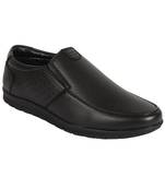 Vardhra Men's Black Synthetic Leather Slip On Formal Shoes