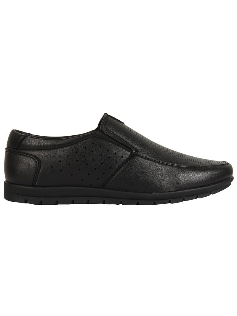 Vardhra Men's Black Synthetic Leather Slip On Formal Shoes