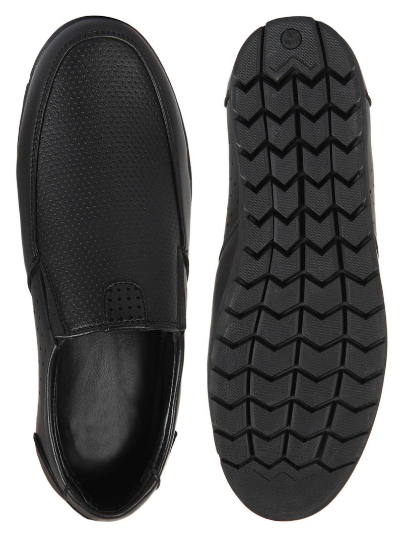 Vardhra Men's Black Synthetic Leather Slip On Formal Shoes