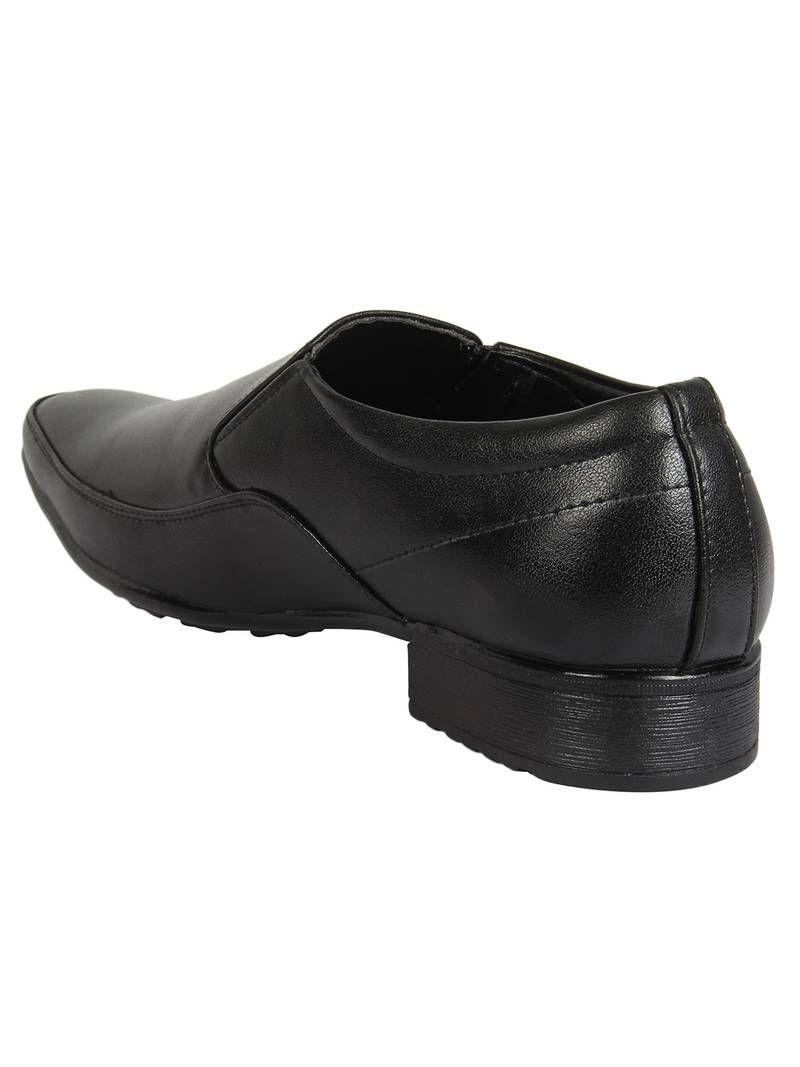 Vardhra Men's Black Synthetic Leather Slip On Formal Shoes