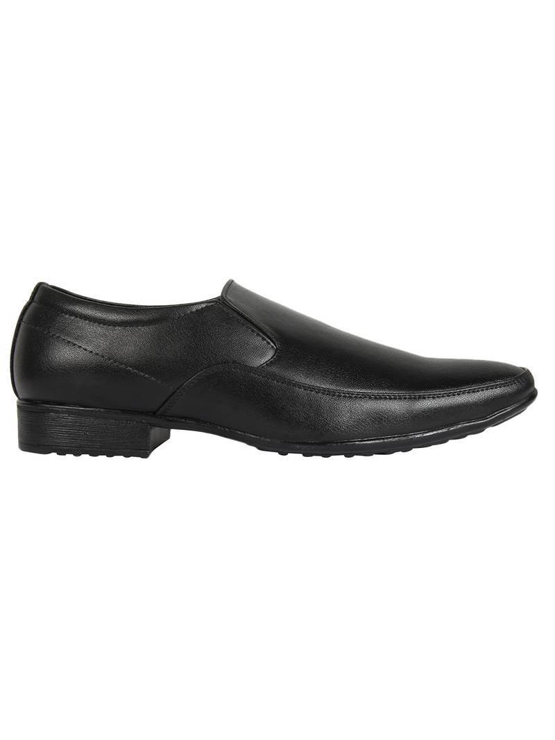 Vardhra Men's Black Synthetic Leather Slip On Formal Shoes