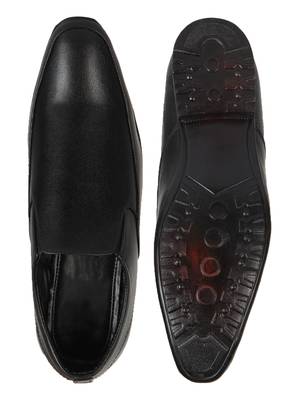 Vardhra Men's Black Synthetic Leather Slip On Formal Shoes 4