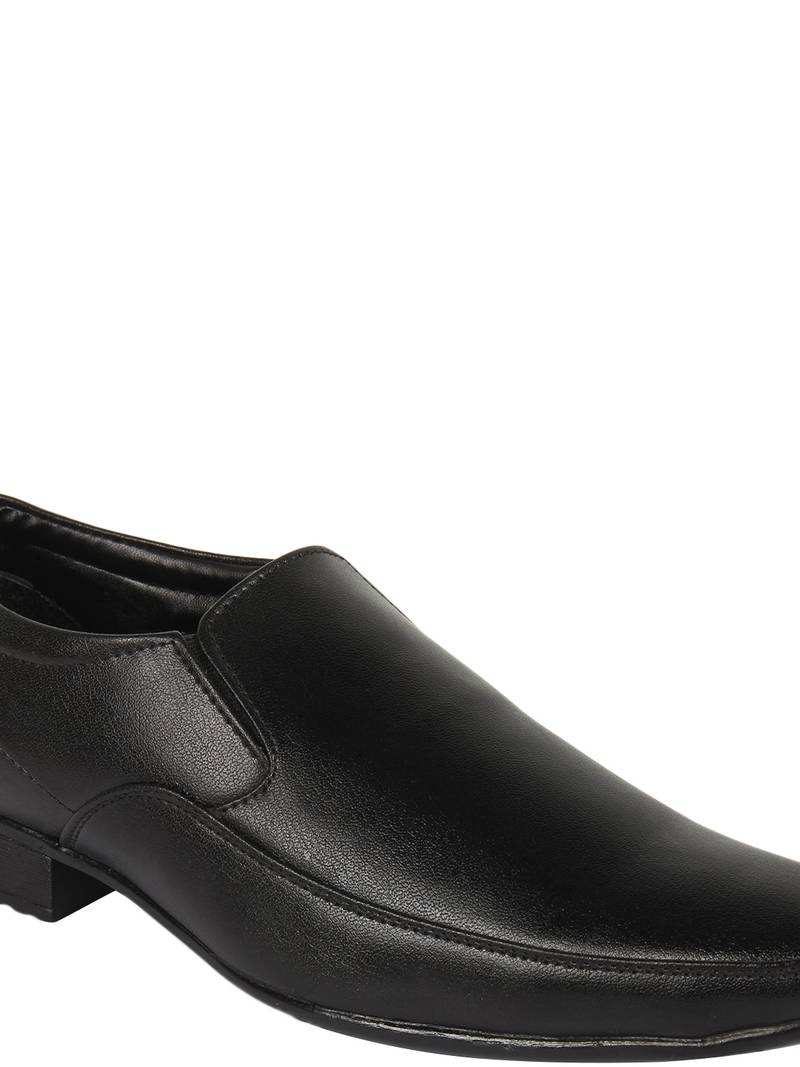 Vardhra Men's Black Synthetic Leather Slip On Formal Shoes