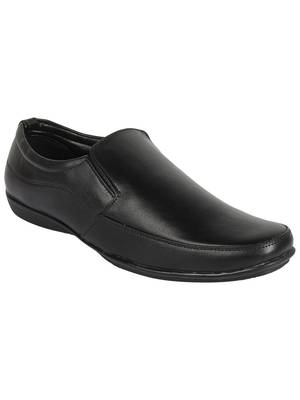 Vardhra Men's Black Synthetic Leather Slip On Formal Shoes 1