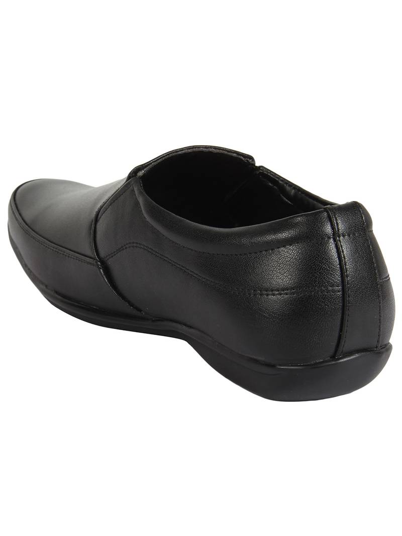 Vardhra Men's Black Synthetic Leather Slip On Formal Shoes