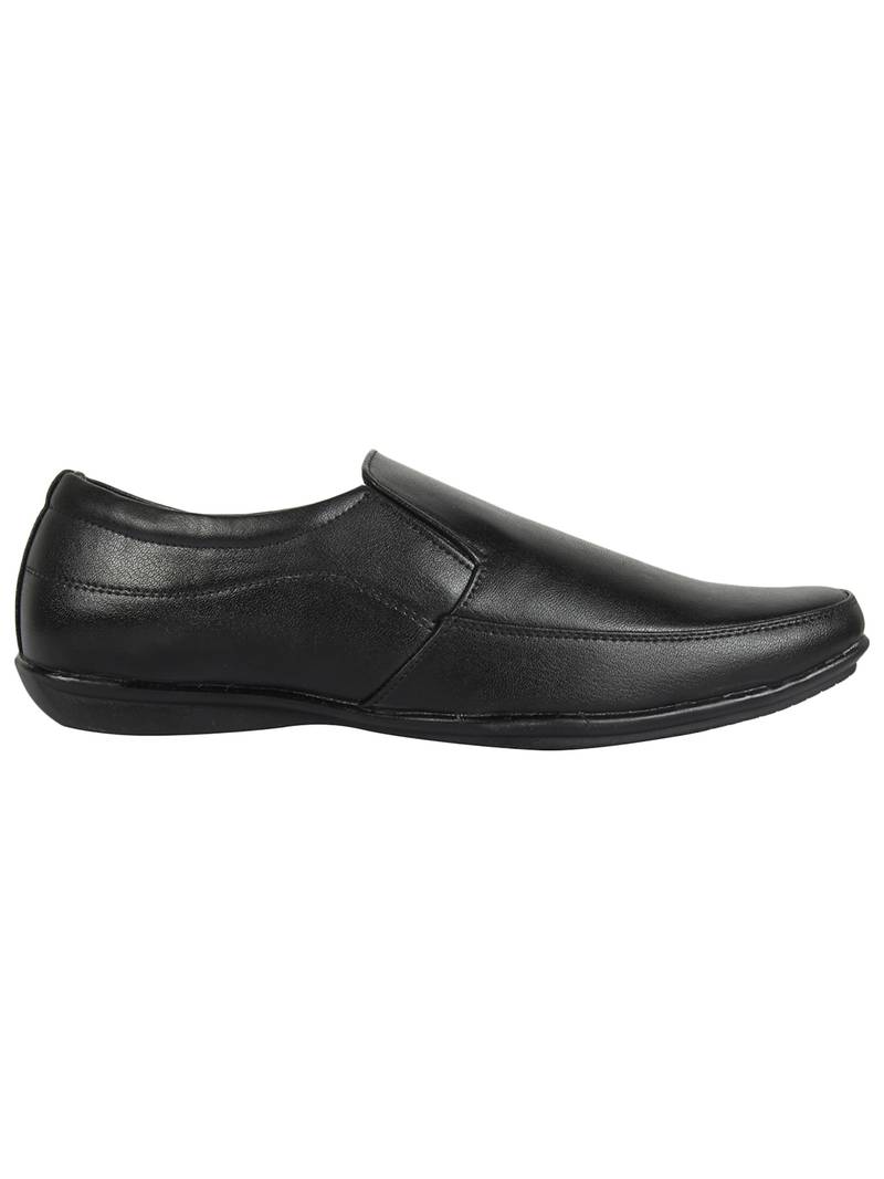Vardhra Men's Black Synthetic Leather Slip On Formal Shoes