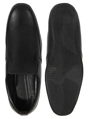 Vardhra Men's Black Synthetic Leather Slip On Formal Shoes 4