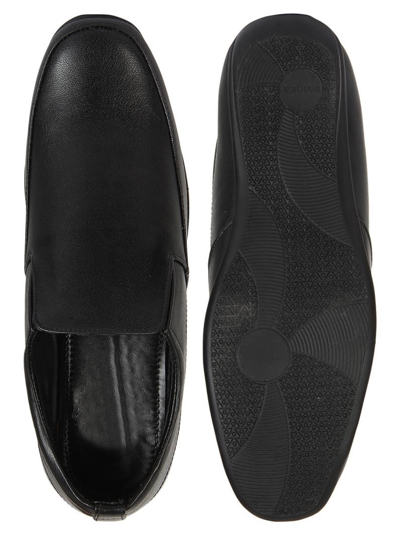 Vardhra Men's Black Synthetic Leather Slip On Formal Shoes