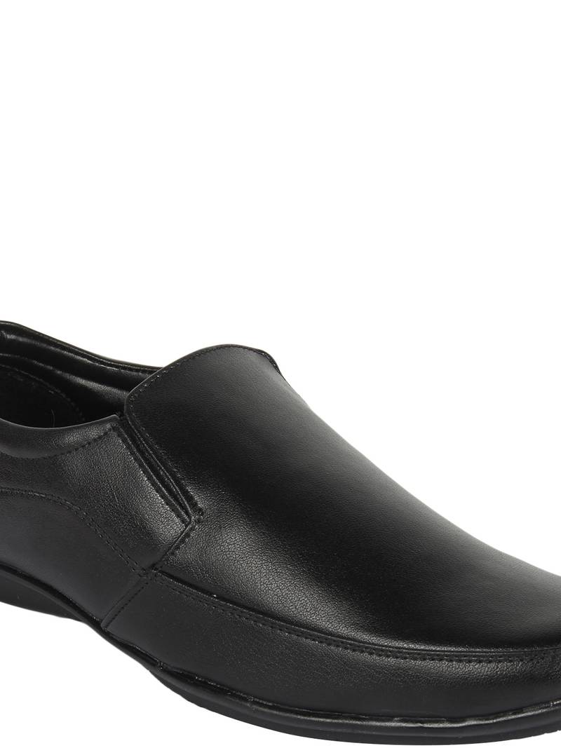 Vardhra Men's Black Synthetic Leather Slip On Formal Shoes