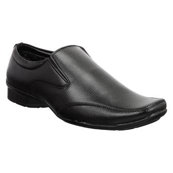 Vardhra Men's Black Synthetic Leather Slip On Formal Shoes 1