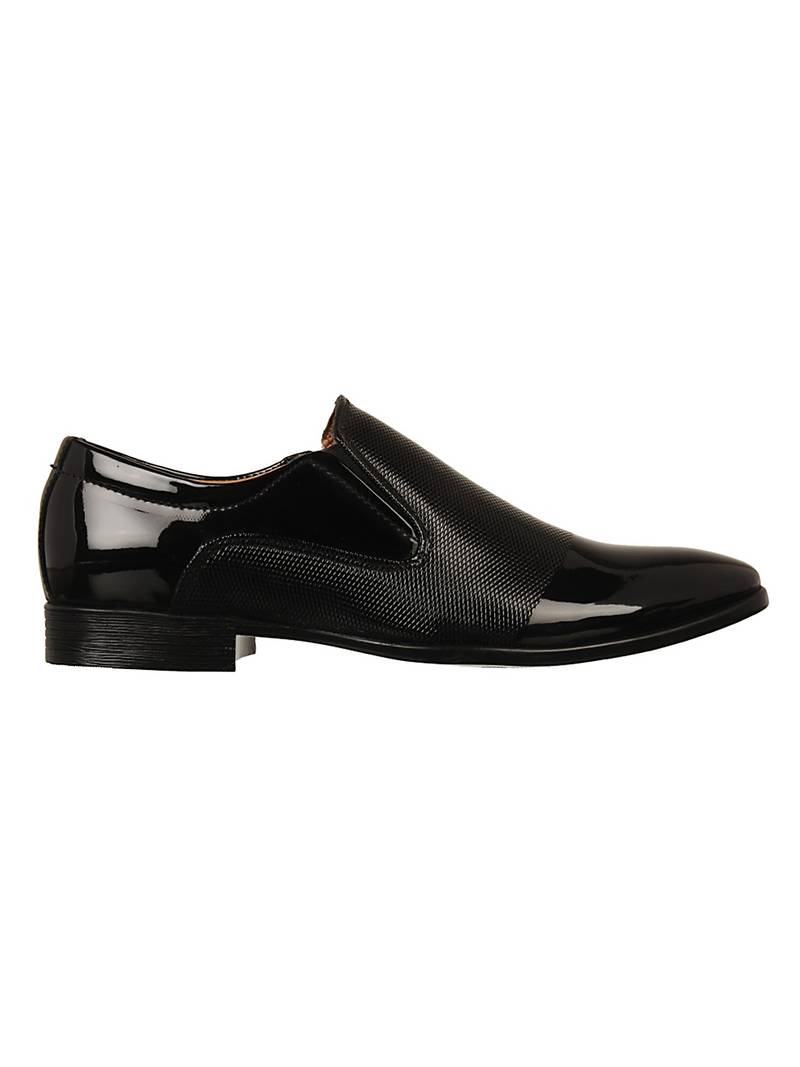 Vardhra Men's Black Synthetic Leather Slip On Formal Shoes
