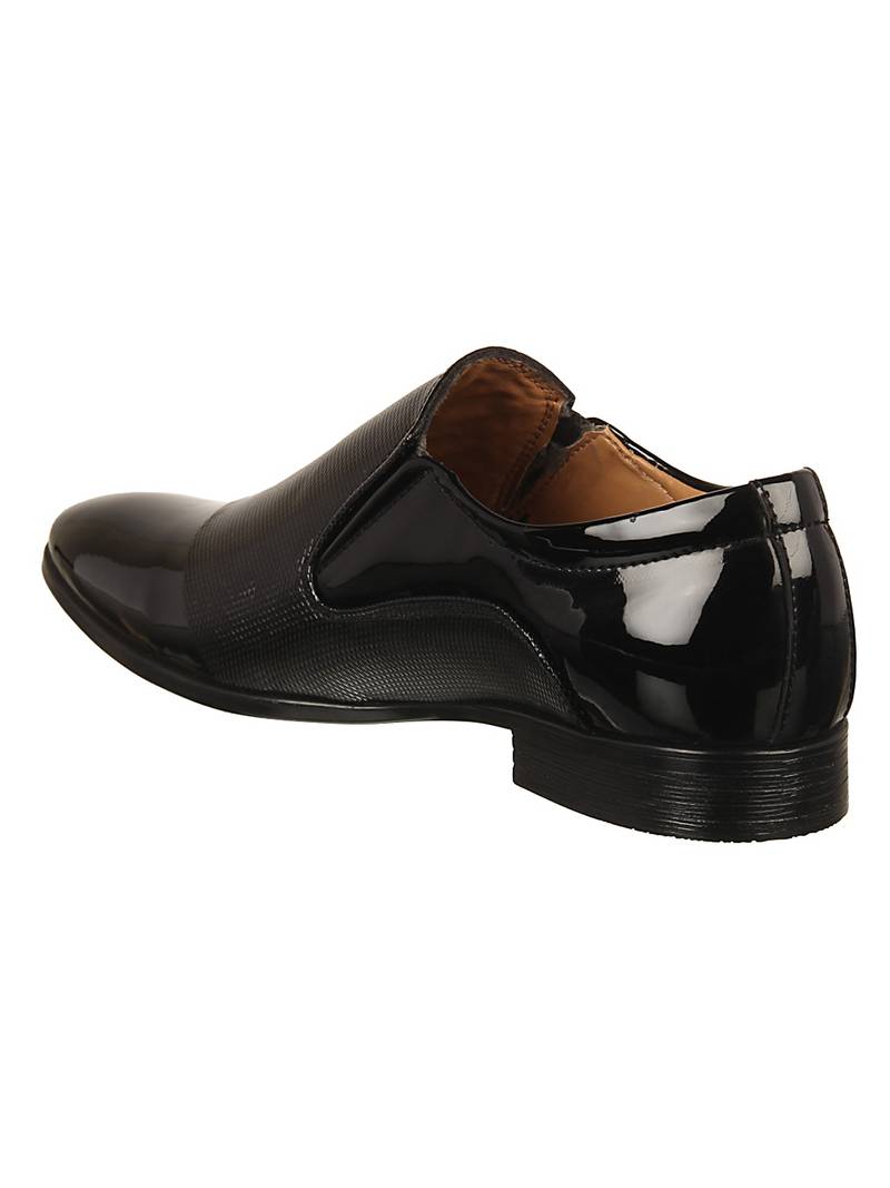 Vardhra Men's Black Synthetic Leather Slip On Formal Shoes