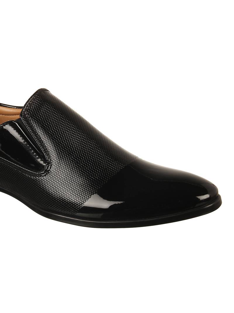 Vardhra Men's Black Synthetic Leather Slip On Formal Shoes