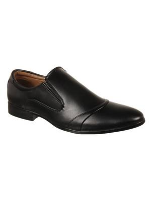 Vardhra Men's Black Synthetic Leather Slip On Formal Shoes 1