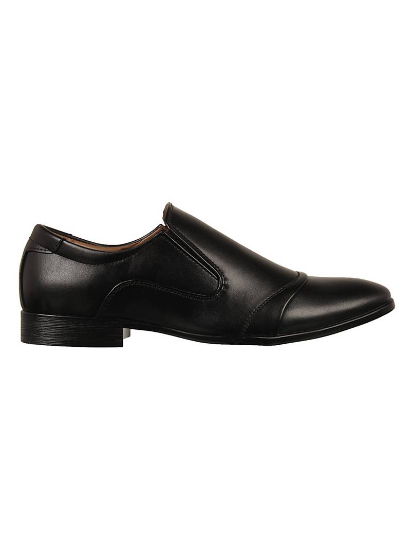 Vardhra Men's Black Synthetic Leather Slip On Formal Shoes