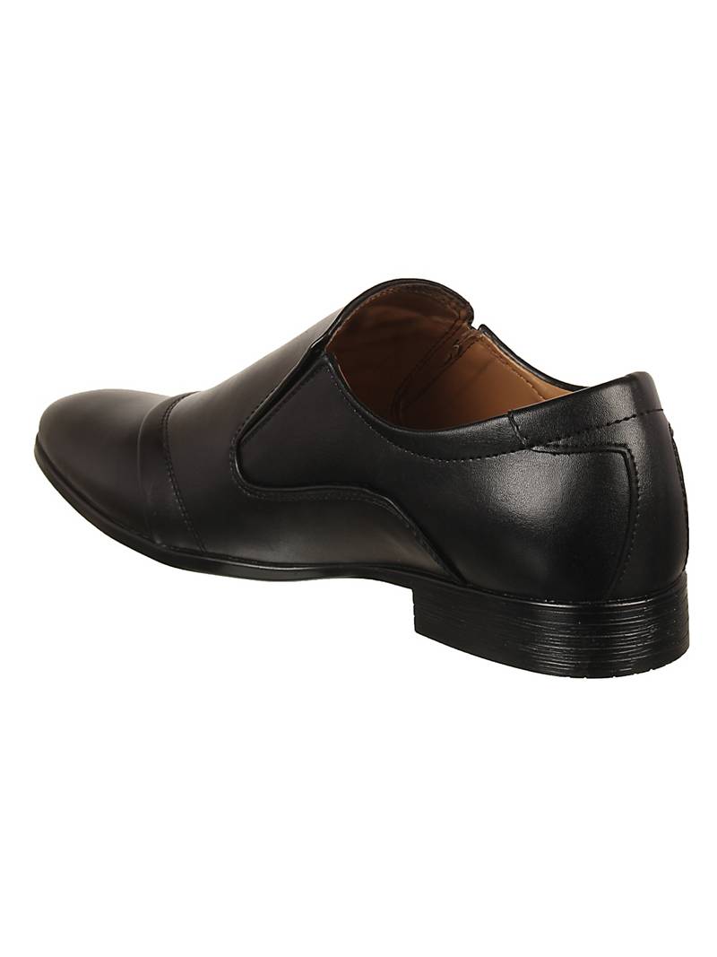 Vardhra Men's Black Synthetic Leather Slip On Formal Shoes