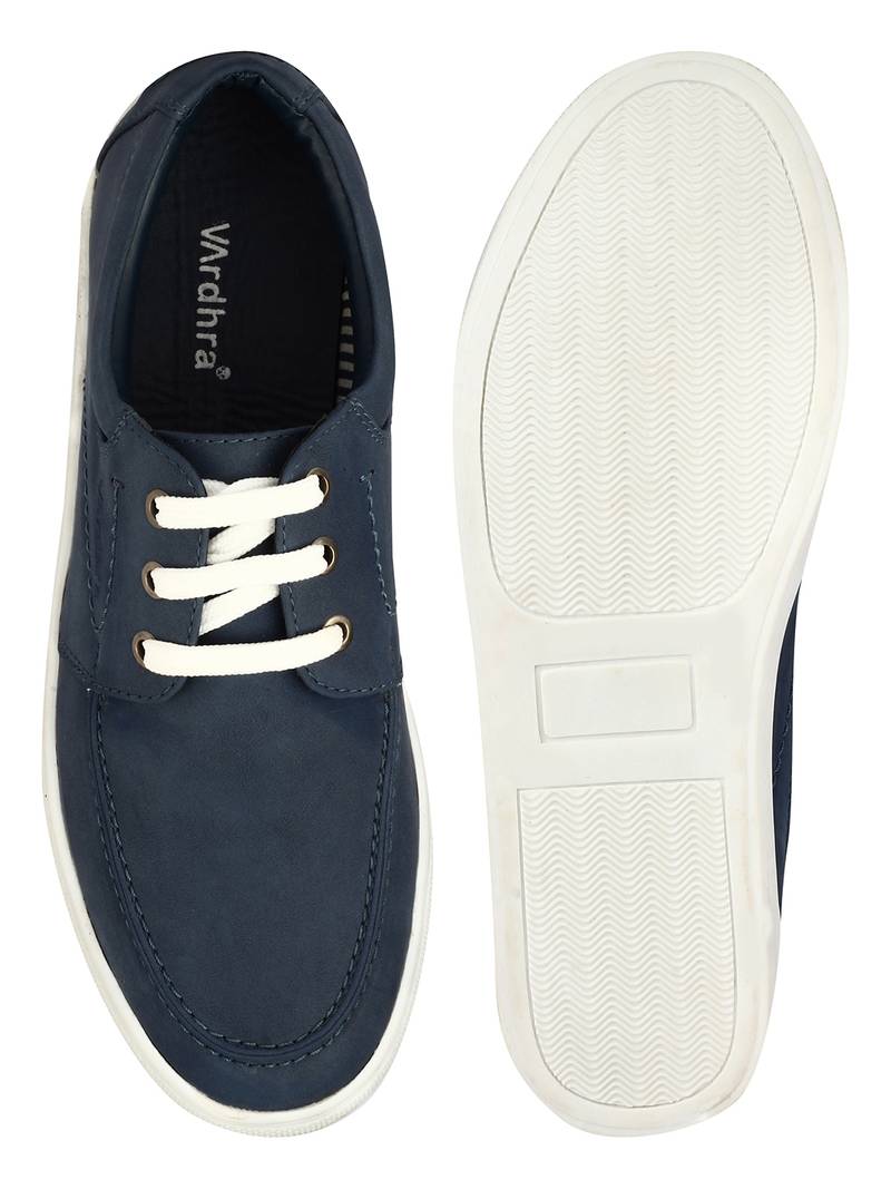 Vardhra Men's Blue Synthetic Leather Casual Sneaker Casual Shoes