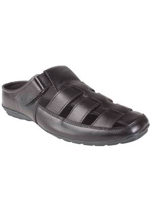 Vardhra Men's Brown Genuine Leather Back Open Fisherman Casual Sandal 1