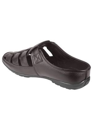 Vardhra Men's Brown Genuine Leather Back Open Fisherman Casual Sandal 3