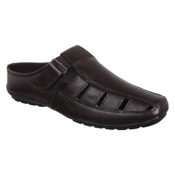 Vardhra Men's Brown Genuine Leather Back Open Fisherman Casual Sandal 1