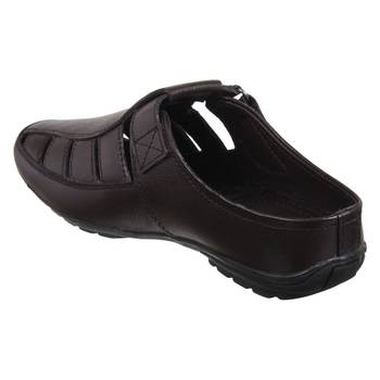 Vardhra Men's Brown Genuine Leather Back Open Fisherman Casual Sandal 4