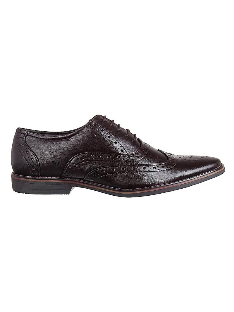 Vardhra Men's Brown Genuine Leather Brogue Formal Shoes