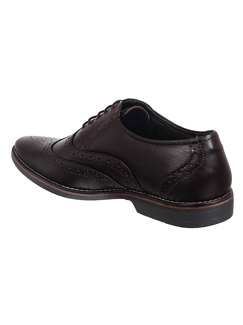 Vardhra Men's Brown Genuine Leather Brogue Formal Shoes