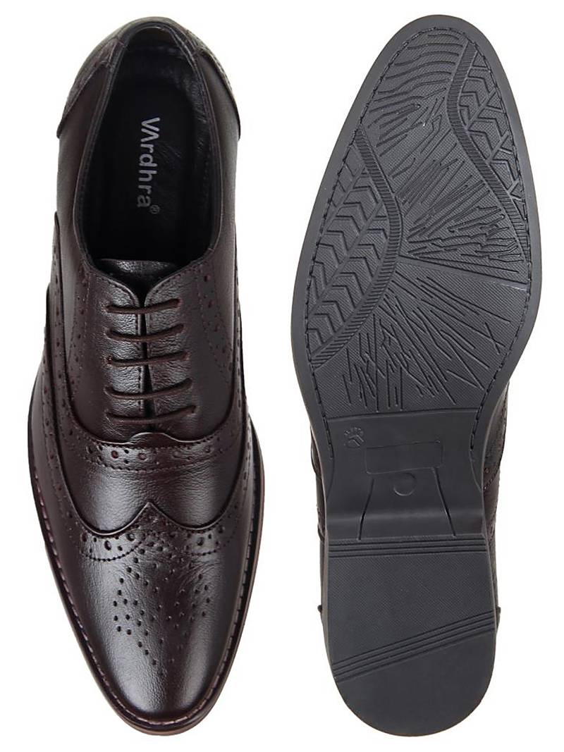 Vardhra Men's Brown Genuine Leather Brogue Formal Shoes