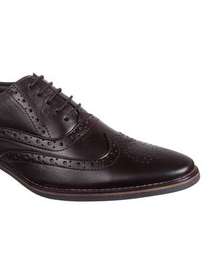 Vardhra Men's Brown Genuine Leather Brogue Formal Shoes 5