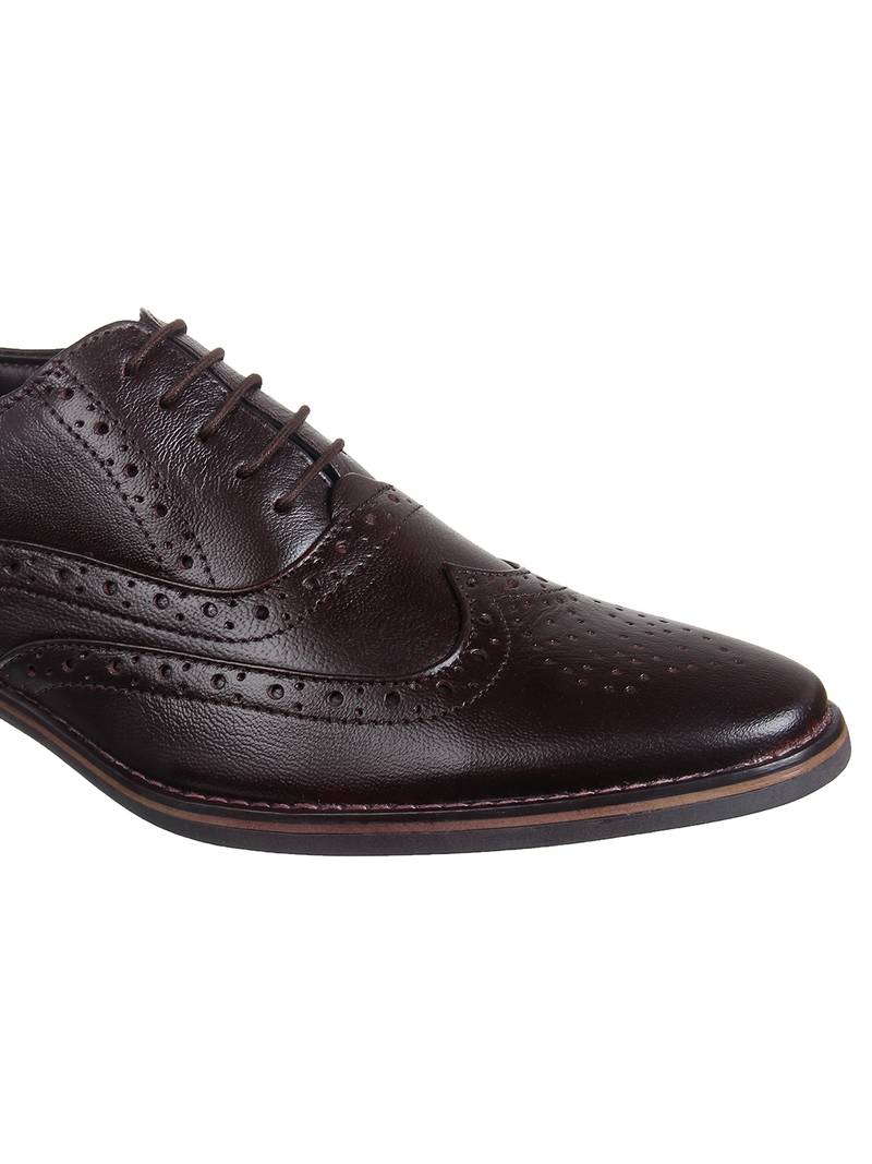 Vardhra Men's Brown Genuine Leather Brogue Formal Shoes