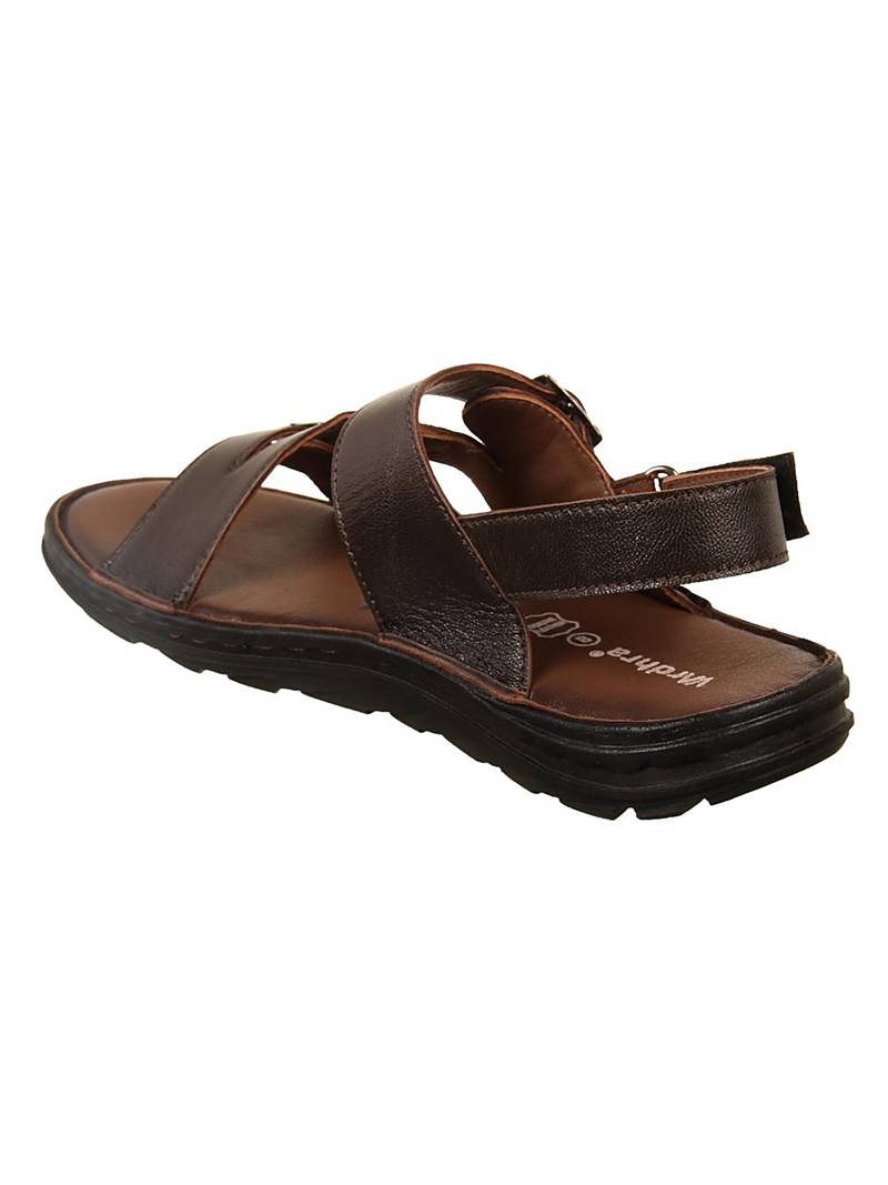 Vardhra Men's Brown Genuine Leather Casual Sandal
