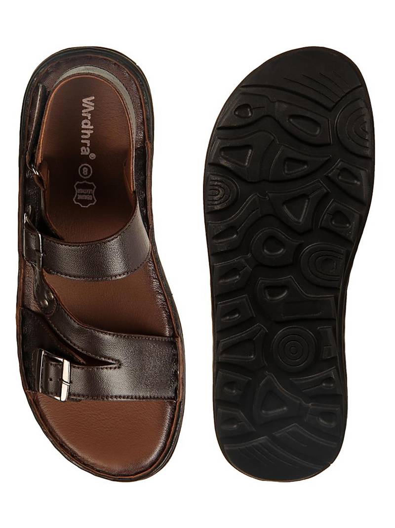 Vardhra Men's Brown Genuine Leather Casual Sandal