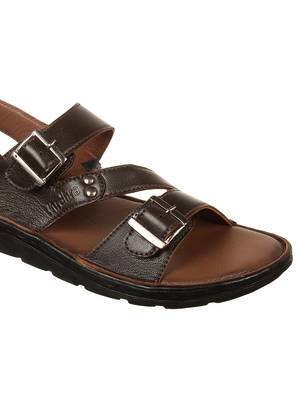 Vardhra Men's Brown Genuine Leather Casual Sandal 5